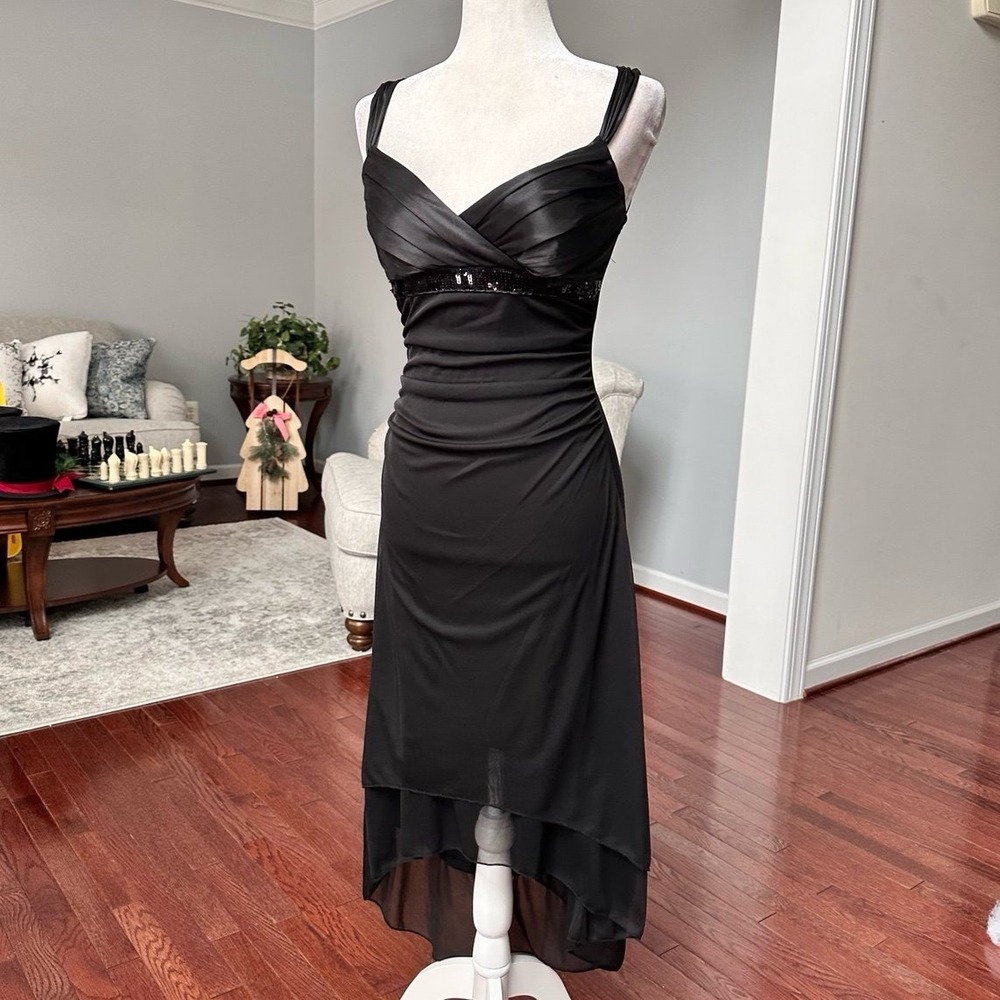 Vintage Ruby Rox High Low Asymmetrical Plunge Sequined Cocktail Dress Size Med